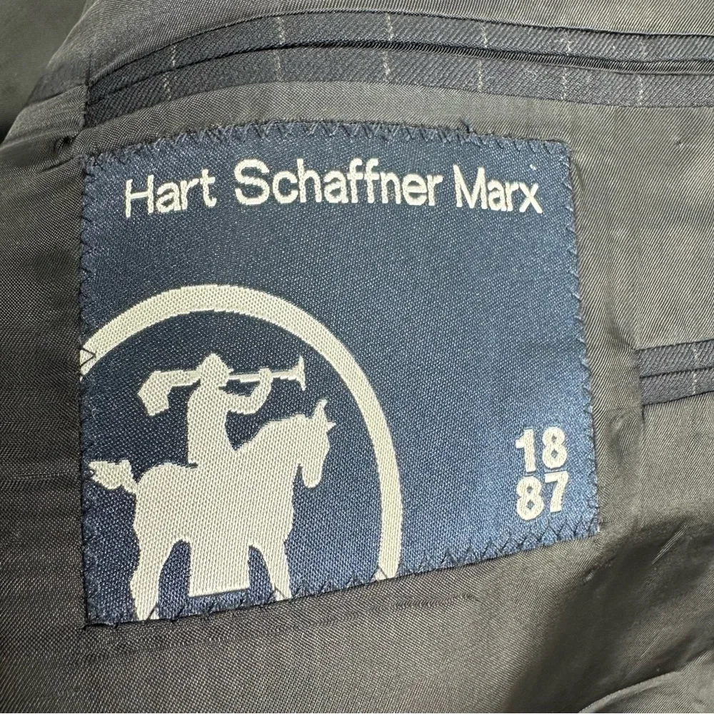 Hart Schaffer Marx Wool Men's Navy Pinstripe Blazer